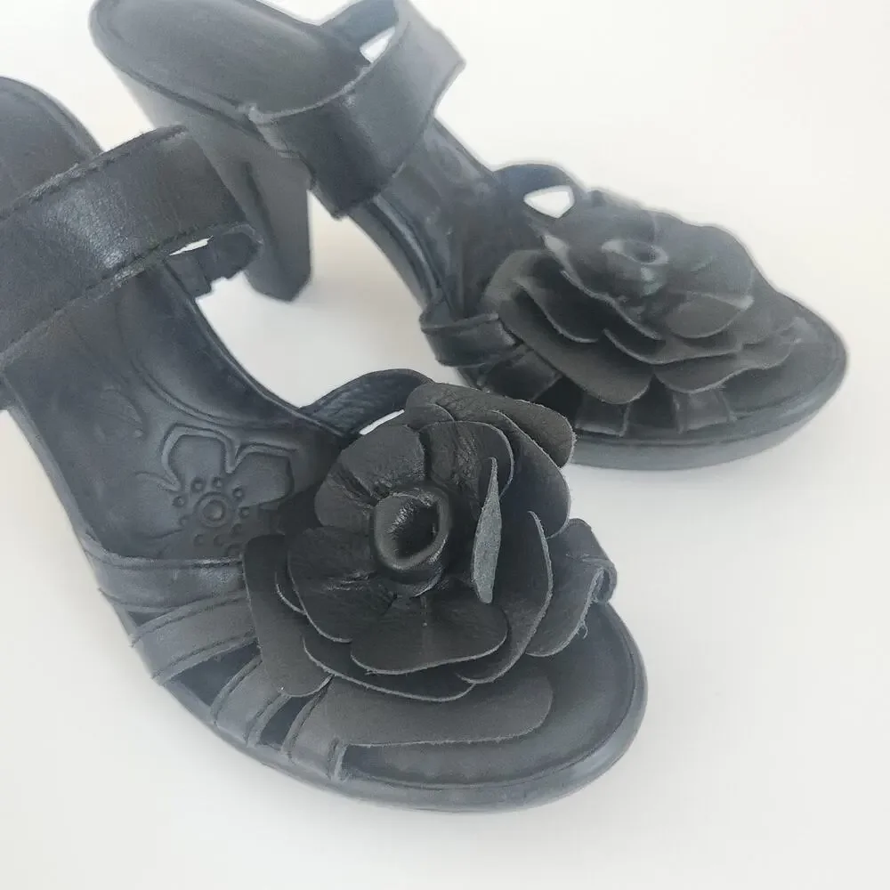 Born Flower Leather Sandals Black - Picture 8 of 10